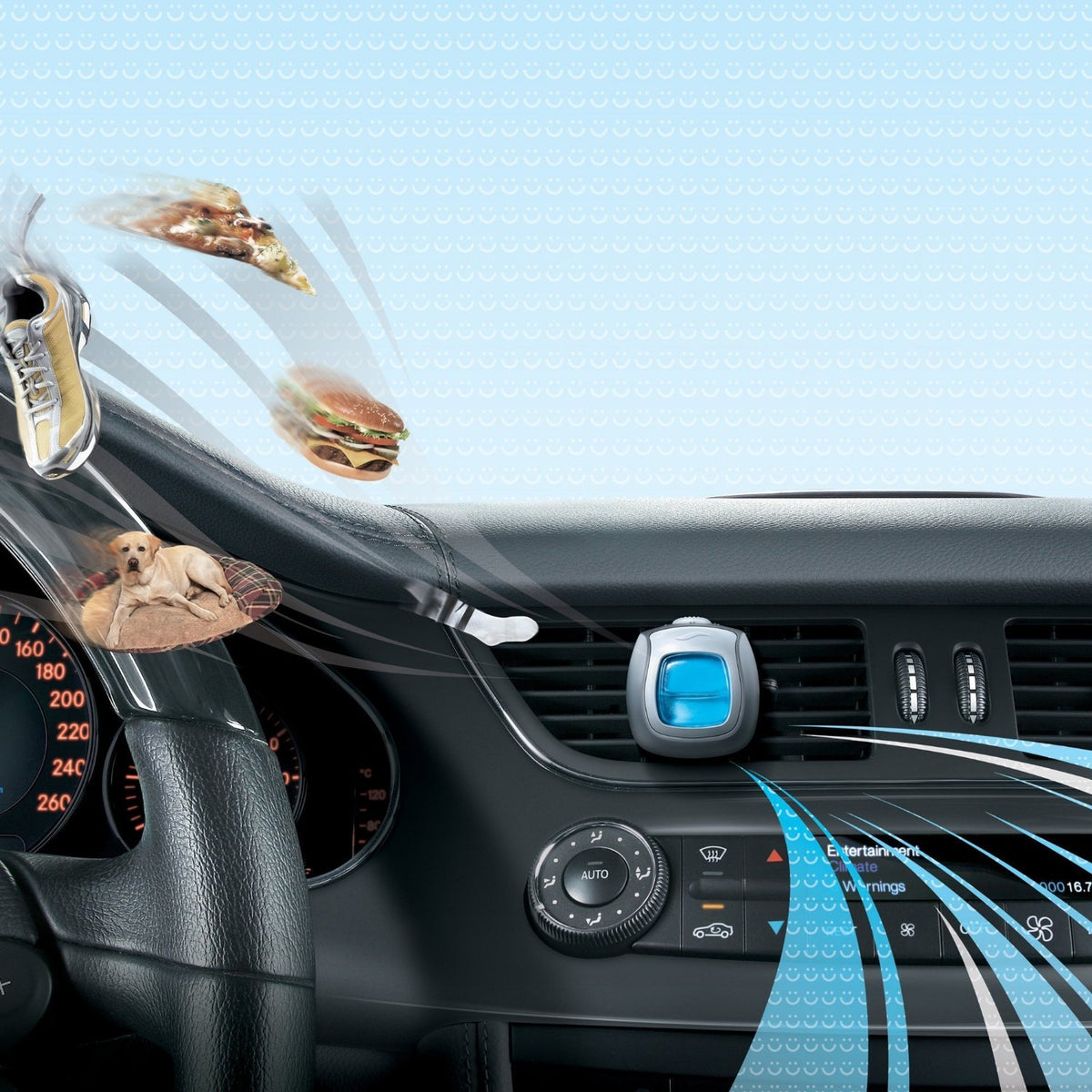 Febreze 2 mL (0.06 FL OZ) Car Vent Clips Air Freshener and Odor Eliminator, Midnight Storm Scent (2 CLIPS)