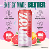 Zevia Zero Sugar Energy Drink, Grapefruit, 12 oz Cans (12-Pack) - Naturally Sweetened, Non-GMO Project Verified, Gluten-Free, Vegan