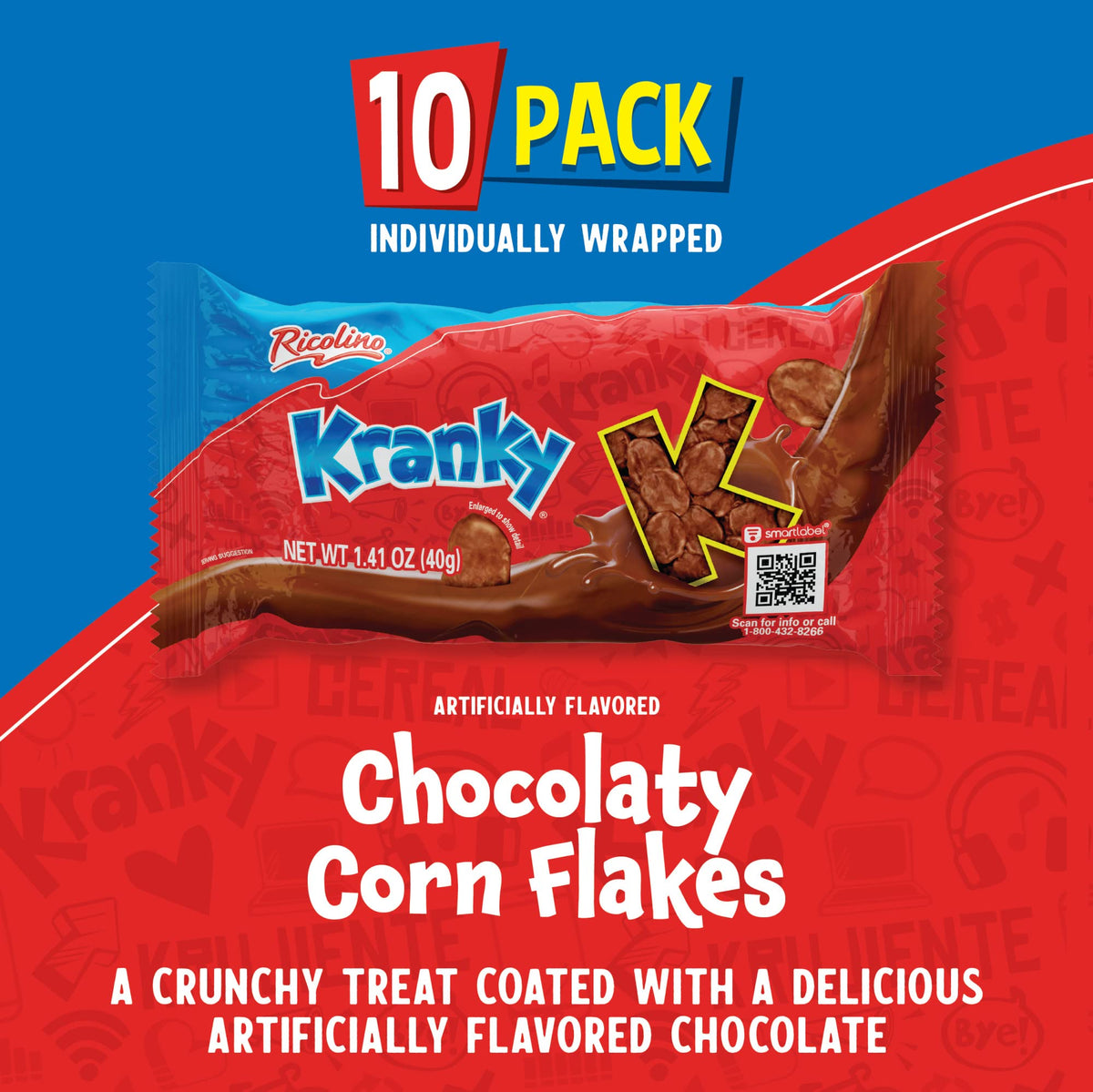 Ricolino Kranky Corn Flakes With Chocolate Artificially Flavored Coating, 14.1 Ounces, 10 Count Box
