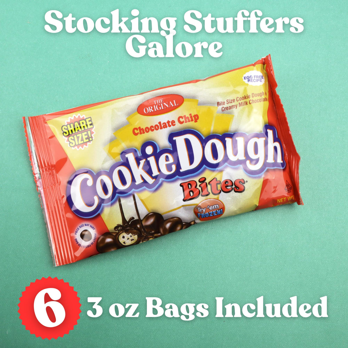 Gigantic Cookie Dough Bites Gift Box, Chocolate Chip Flavored, Over 1 Pound, Novelty Gift