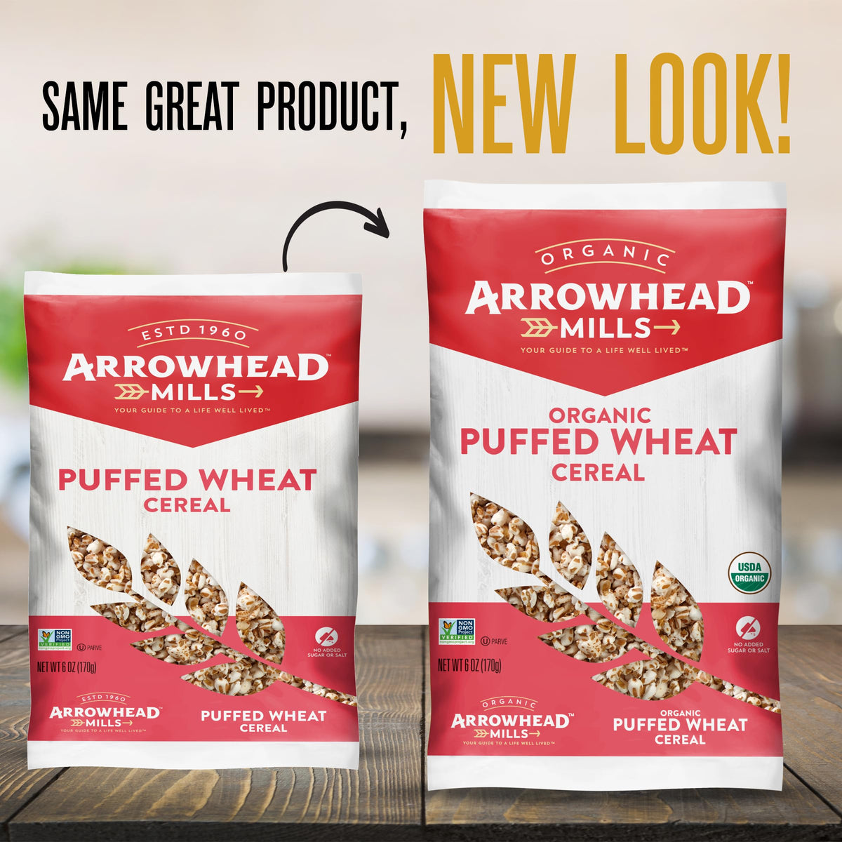 Arrowhead Mills Cereal, Puffed Wheat, 6 oz. Bag