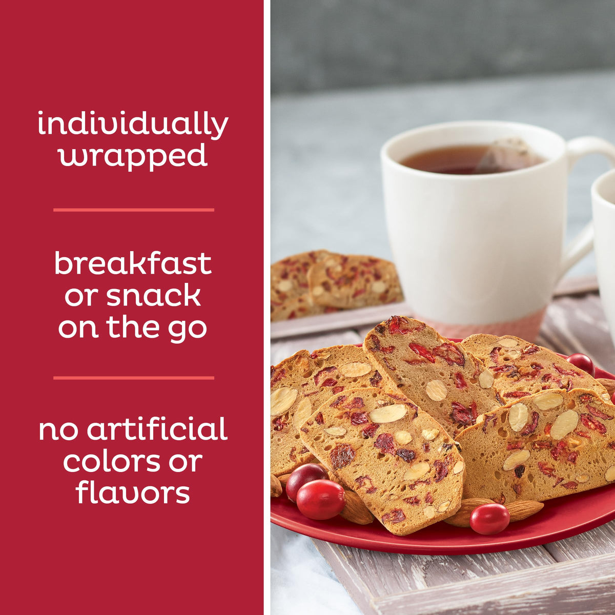Nonni's THINaddictives Cranberry Almond Nut Cookies with Real Fruit, Sweet Crunchy & Chewy Crisps, 6 Boxes of 6 On-the-Go Packs (108 Cookies Total)