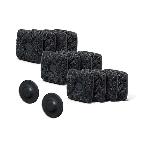 Curio Home Goods Ionic Non-Scratch Dish Sponges with Magnetized Holder, Odor Resistant Synthetic Scrub Sponges, 12 Pack, Black