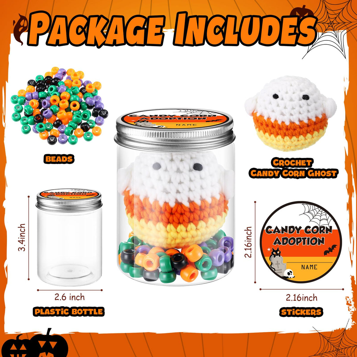 Poen Candy Corn Desk Toy Operation Christmas Gift Crochet Candy Corn DIY Toy Plush Handmade Doll Ghost Spooky Creepy Horror Gift for Kids Classroom
