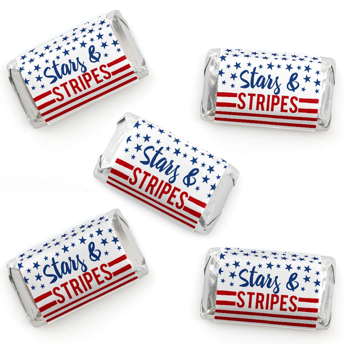 Stars and Stripes - 4th of July Mini Candy Bar Wrapper Stickers - 40pc