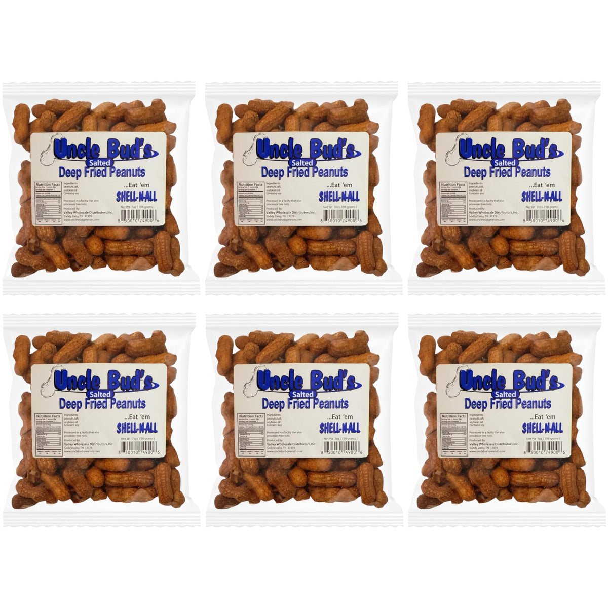 Deep Fried Peanuts -Eat em Shell & All! (SALTED) 6 PACK