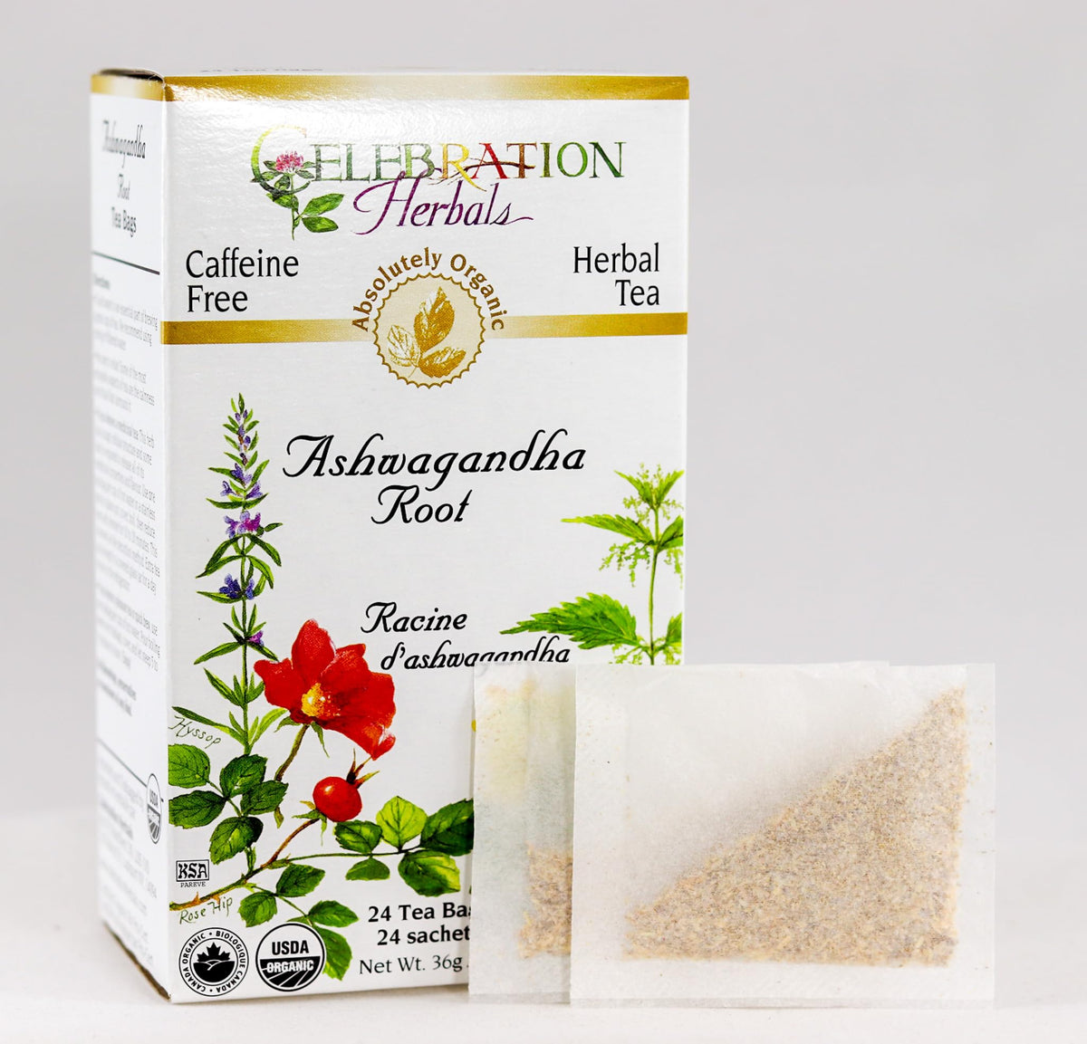 Celebration HERBALS Ashwagandha Root Organic 24 Bag, 0.02 Pound