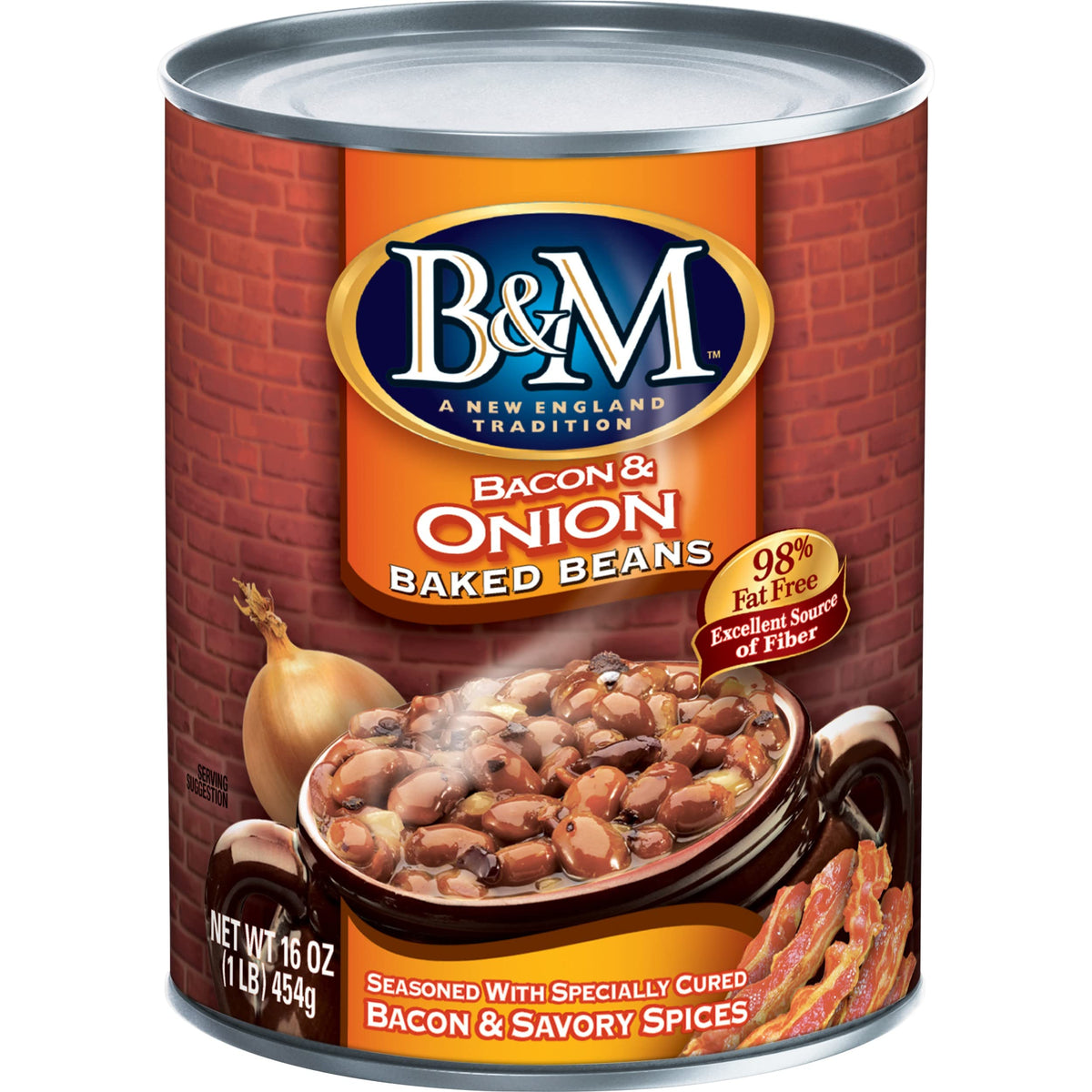 B&M Baked Beans, Bacon & Onion, 16 Ounce (Pack of 12)