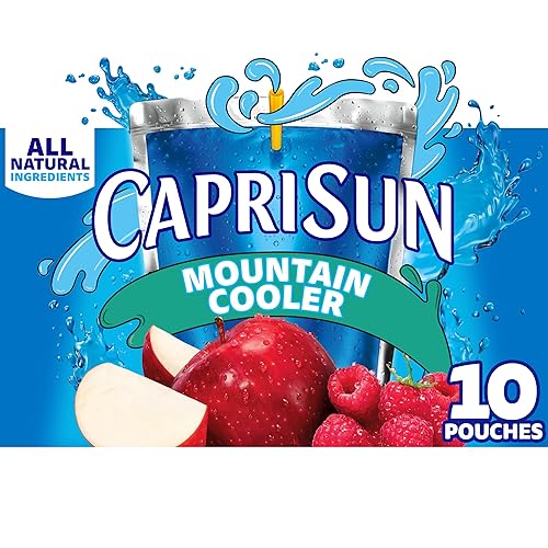 Capri Sun Flavored with Other Natural Flavor Juice Drink Blend, 10 Pouches, for School Lunches and On-the-Go Hydration, Mountain Cooler, All Natural