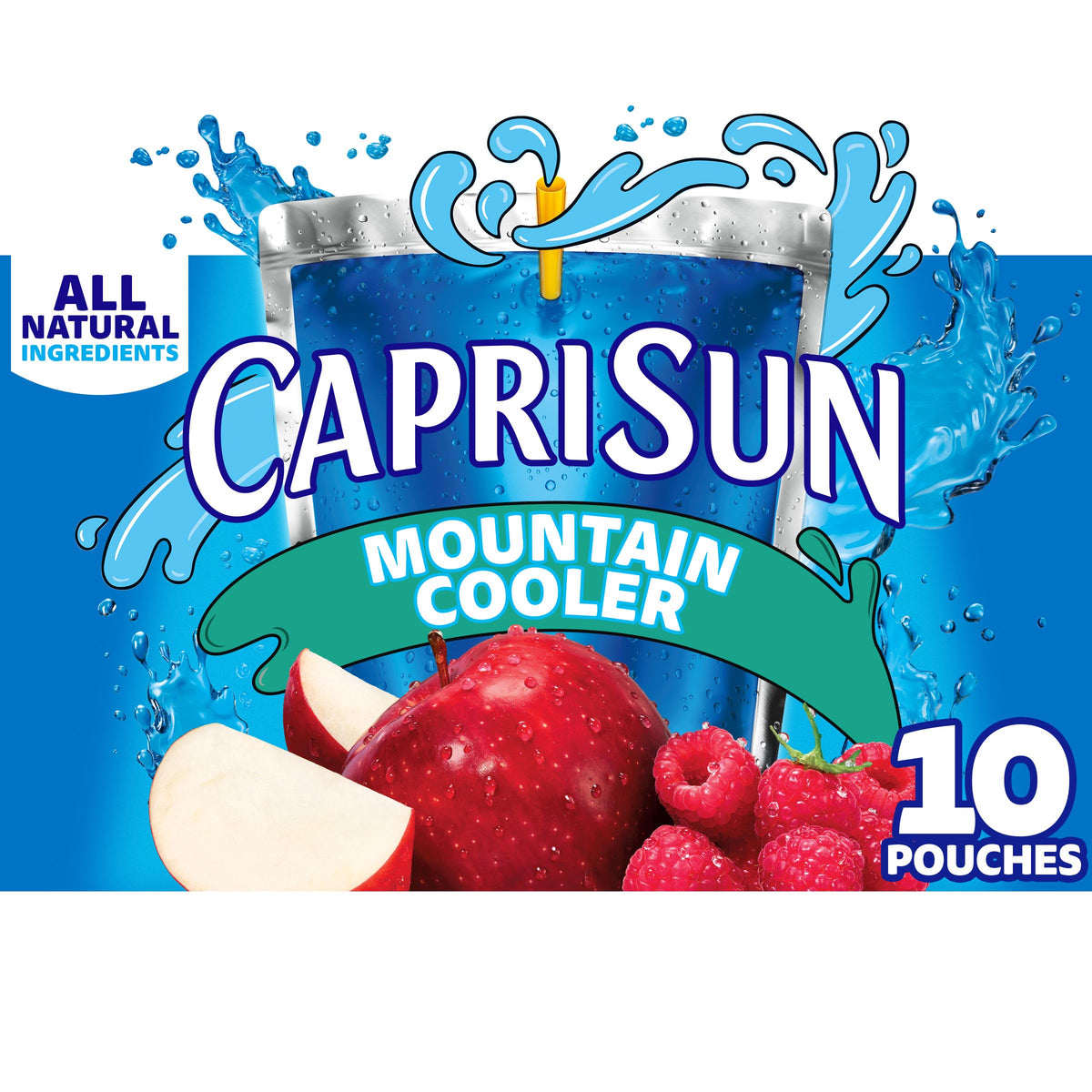Capri Sun Flavored with Other Natural Flavor Juice Drink Blend, 10 Pouches, for School Lunches and On-the-Go Hydration, Mountain Cooler, All Natural