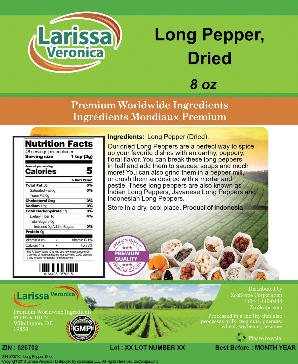 Long Pepper, Dried (8 oz, ZIN: 526702) - 2 Pack