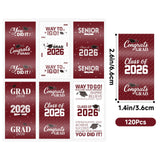 Anwyll 120Pcs Graduation Party Favor Decoration Stickers 2026 Grad Mini Candy Chocolate Bar Wrapper Label Sticker Self Adhesive Congrats Graduation