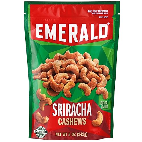 Emerald Nuts, Sriracha Cashews, 5 Oz (Pack of 2)