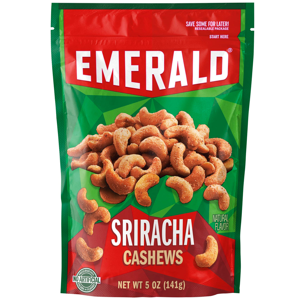 Emerald Nuts, Sriracha Cashews, 5 Oz (Pack of 2)