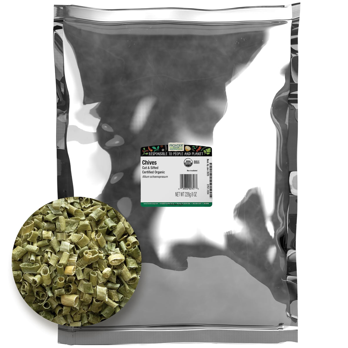 Frontier Co-op Chives, Cut and Sifted, Certified Organic, Kosher | 1/2 lb. Bulk Bag | Allium schoenoprasum L.