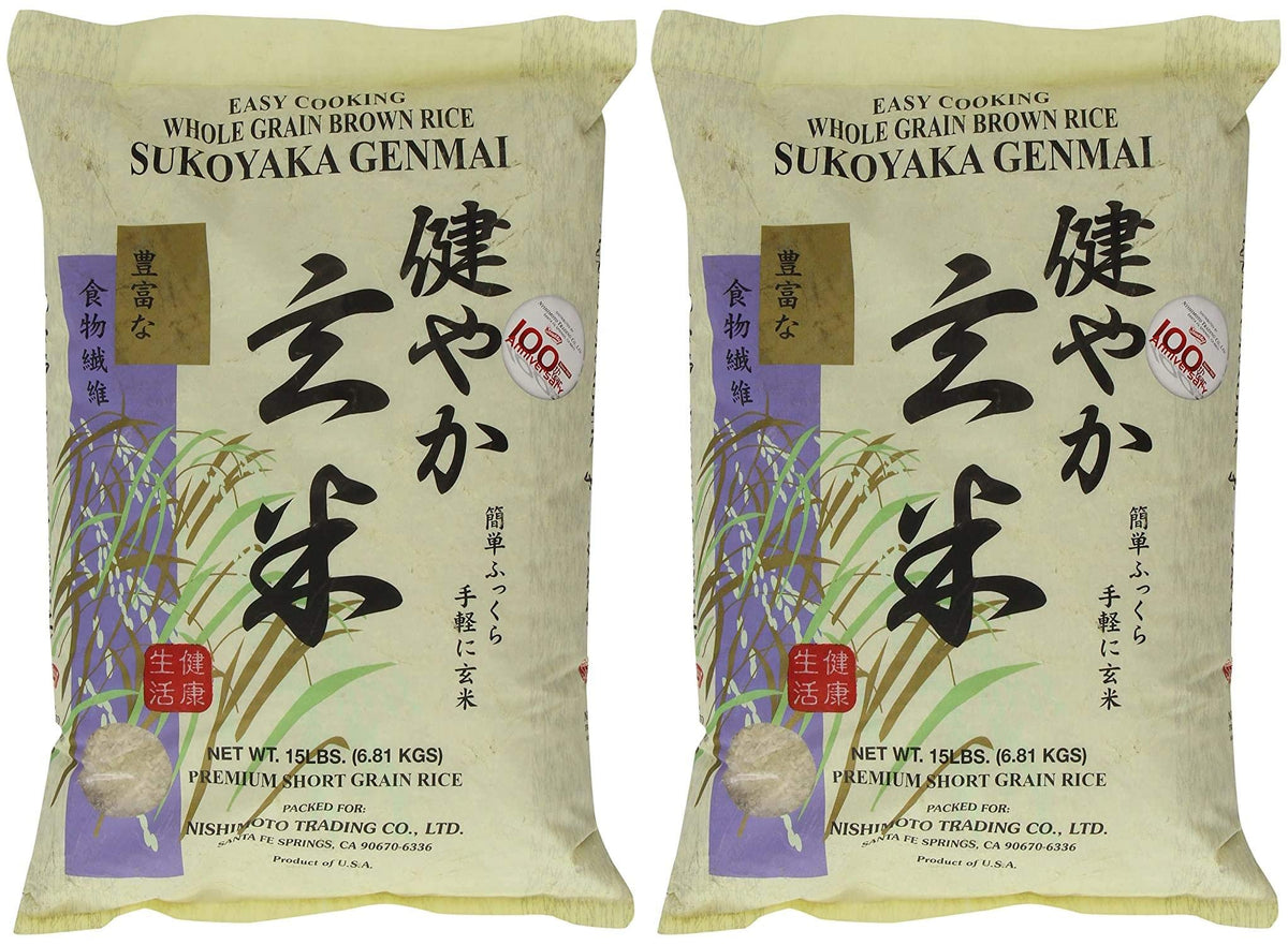 Sukoyaka Brown Rice, Genmai, 15-Pound Pack of 2