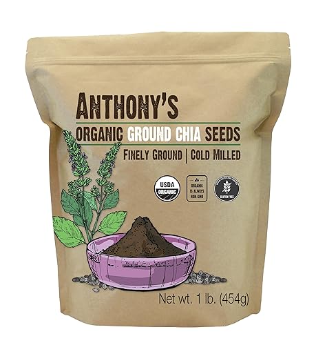 Anthony's Organic Ground Chia Seed, 1 lb, Finely Ground, Cold Milled, Gluten Free, Non GMO