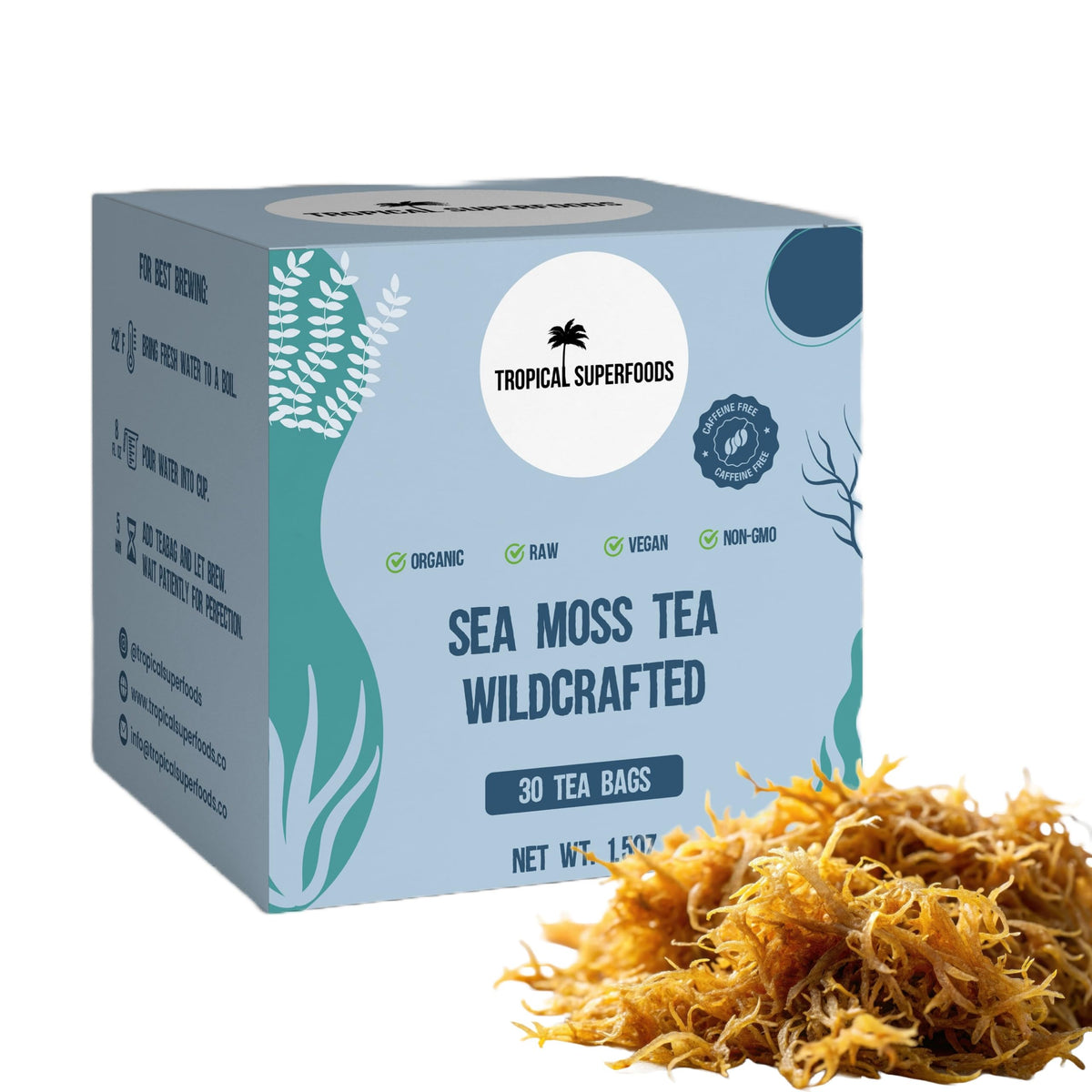 Sea Moss Tea, Pure Wildcrafted Organic Sea Moss Tea 92 Minerals - 30 Sea Moss Tea Bags
