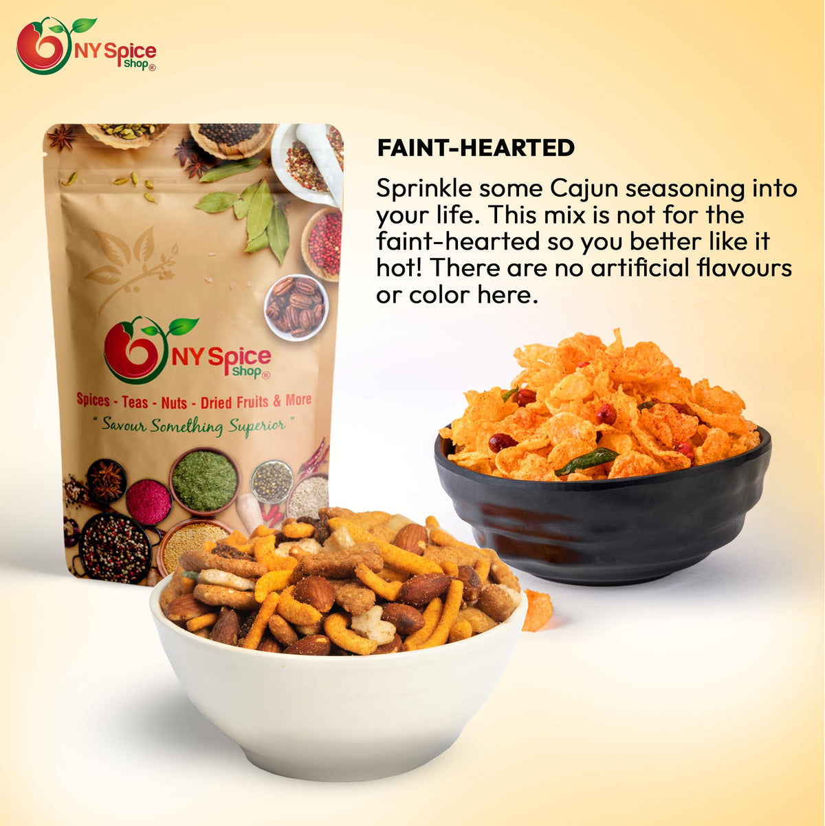 NY SPICE SHOP Cajun Hot Mix - 3 lbs. (Pound) Hot Cajun Snack Mix - Crunchy Spicy Snack Mix - Hot Cajun Snacks Spicy Mix - Sweet & Salty Nutty Crunchy