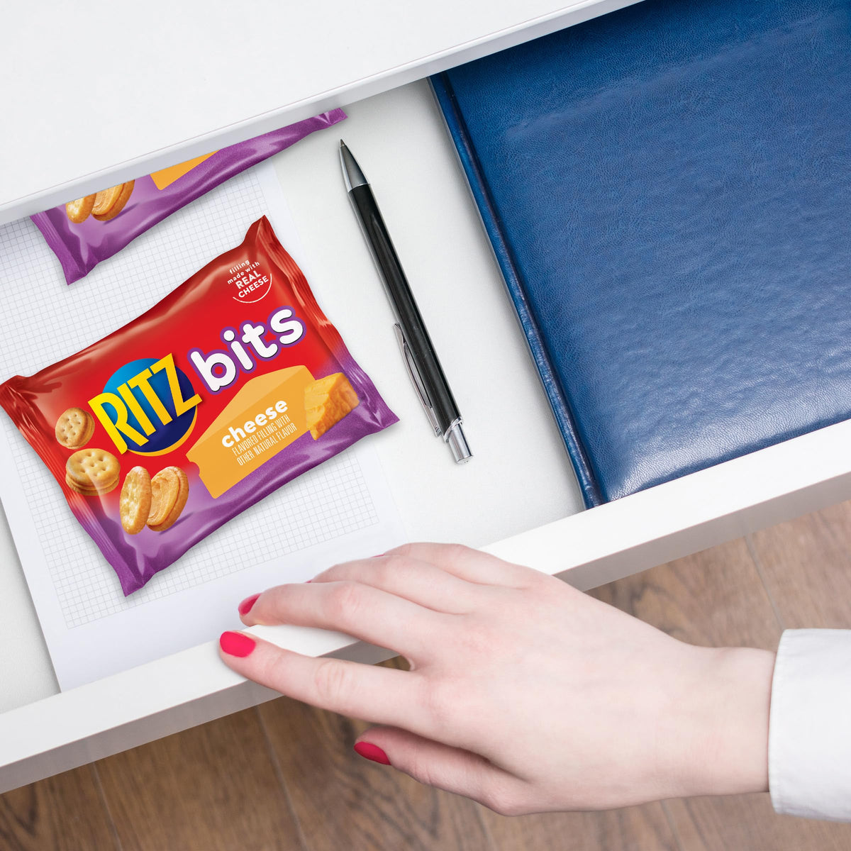 RITZ Bits Cheese Sandwich Crackers, Lunch Snacks, 12 Snack Packs