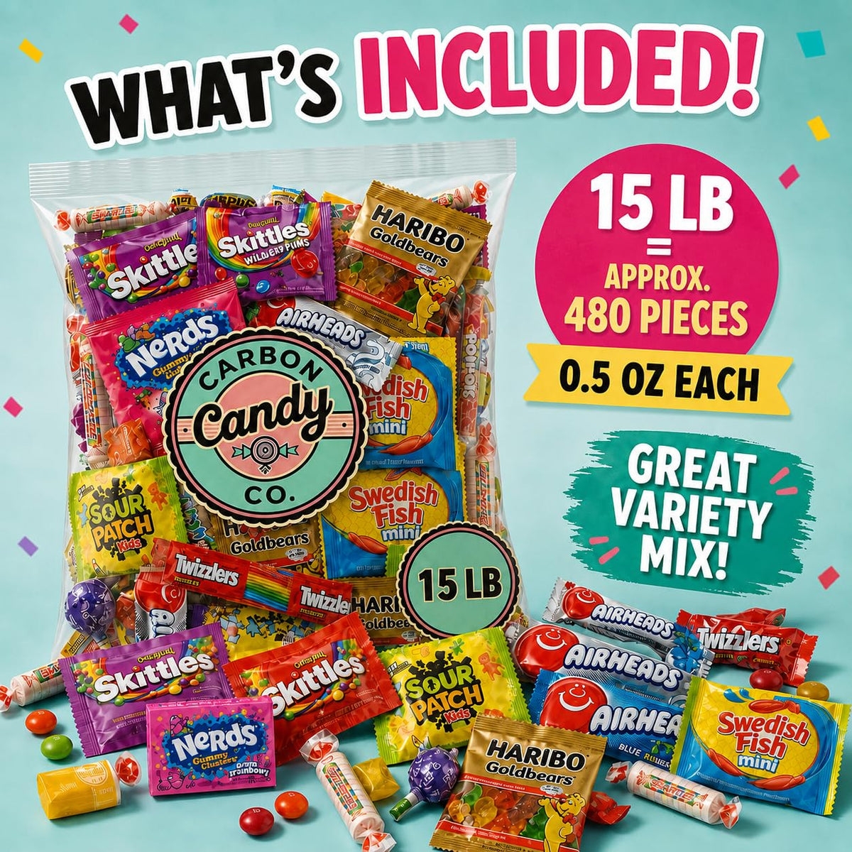 Pinata Candy Variety Pack - 15 Lb Assorted Mix, Pinata Stuffers for Kids