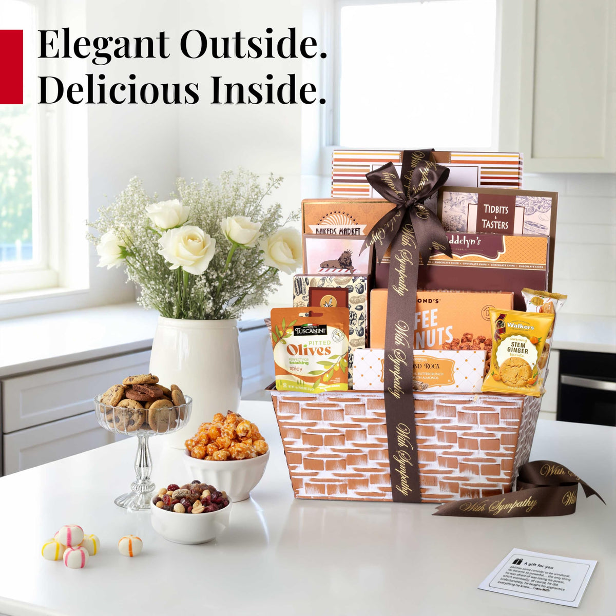 Broadway Basketeers Condolences Gourmet Gift Basket, Kosher Sympathy Food Gift Baskets for Delivery, Perfect Care Package Box or Assorted Snack Gifts