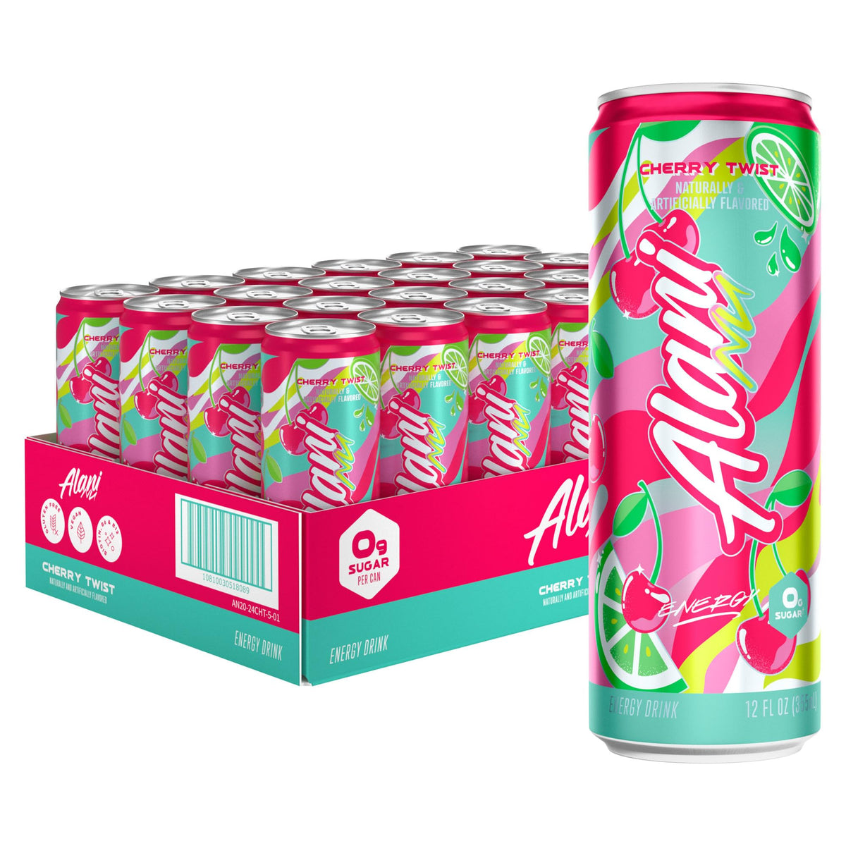Alani Nu CHERRY TWIST Ice Sugar Free, Low Calorie Energy Drinks | 200mg Caffeine | Antioxidants | Biotin, B Vitamins | Zero Sugar | 15 Calories or