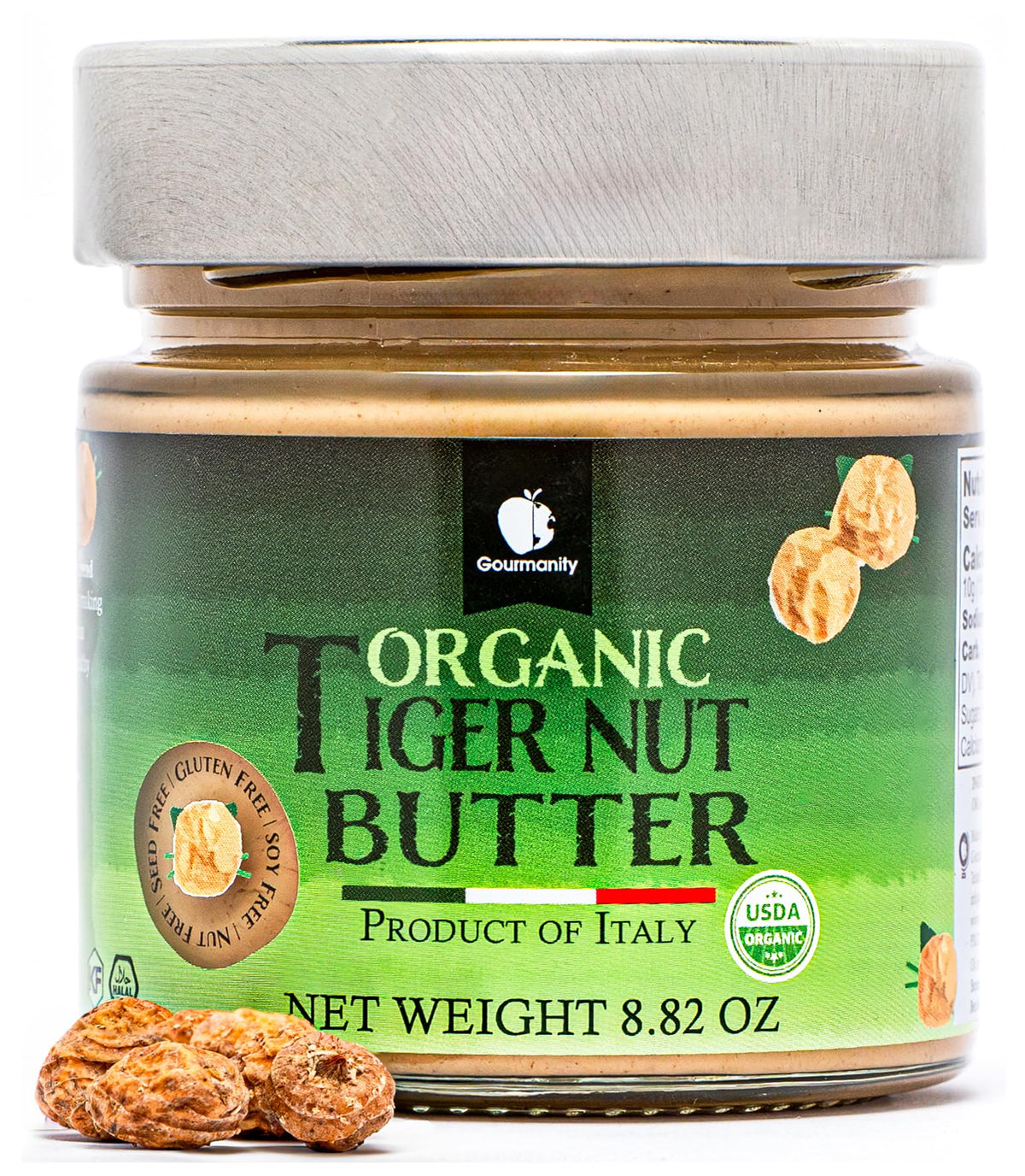 Gourmanity Organic Tigernut Butter, Sweet and Nutty Tasting Nut Free Peanut Butter Alternative, Compliant With Low Fodmap And Whole 30 Diets, Ideal