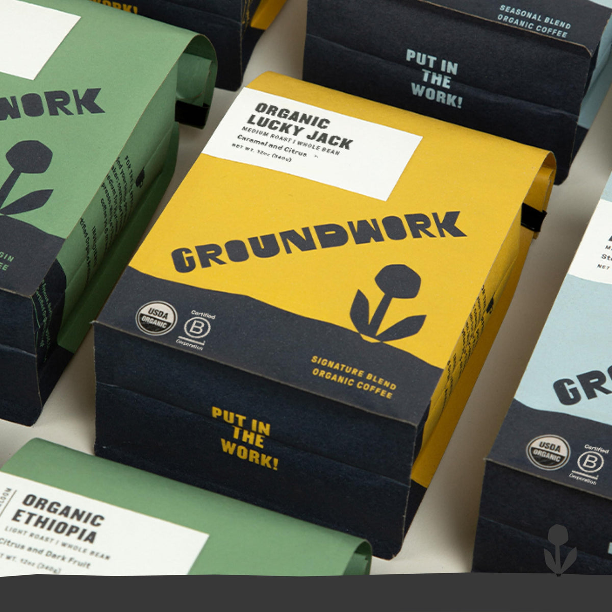 Groundwork USDA Organic Whole Bean Coffee, Lucky Jack, 12 oz Bag