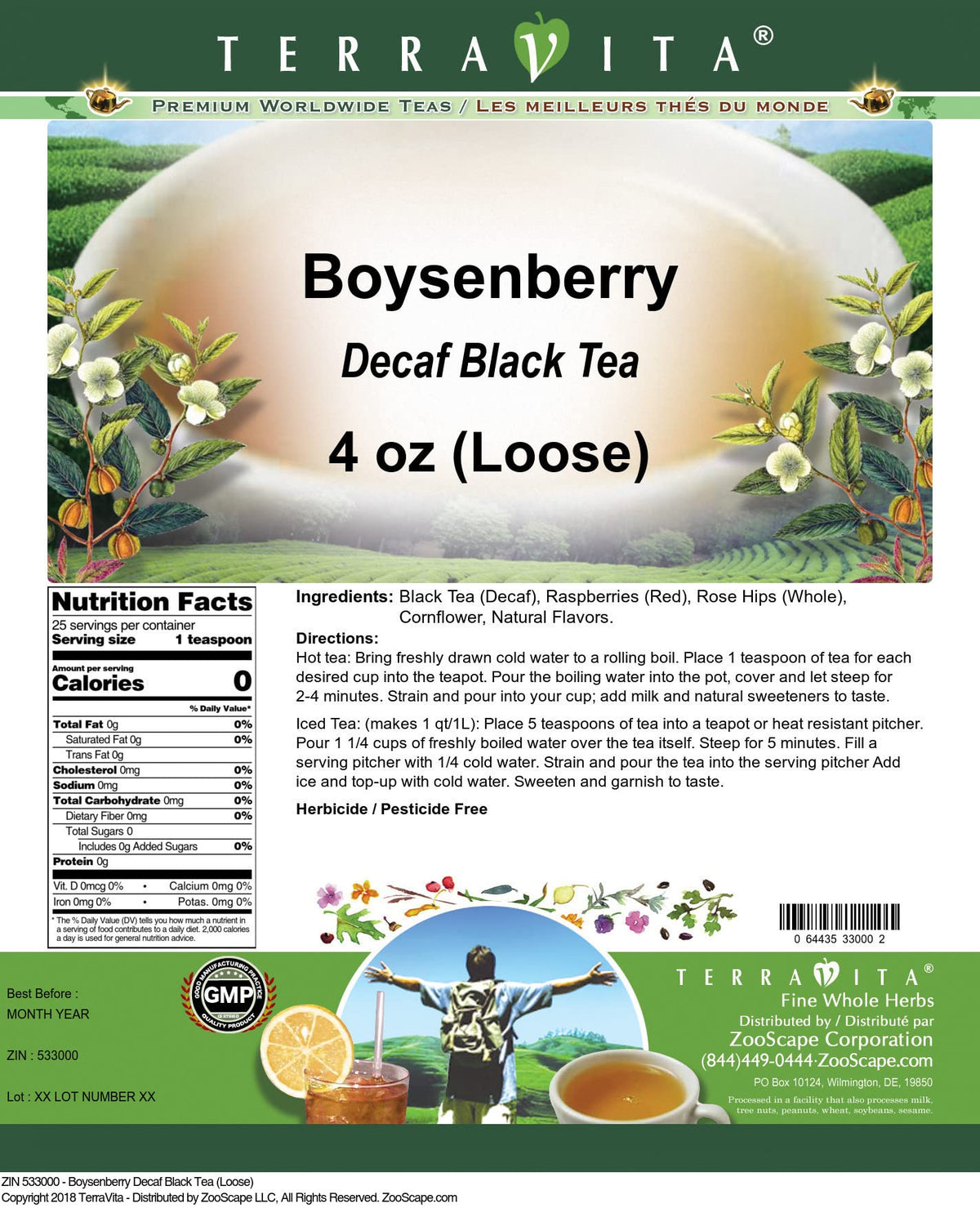 Boysenberry Decaf Black Tea (Loose) (4 oz, ZIN: 533000)