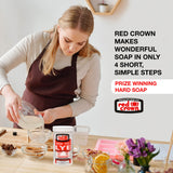 The Boyer Corporation Red Crown Lye for Soap Making, Sodium Hydroxide Pure High Test Food Grade Lye, Caustic Soda, Drain Cleaner and Clog Remover, 3