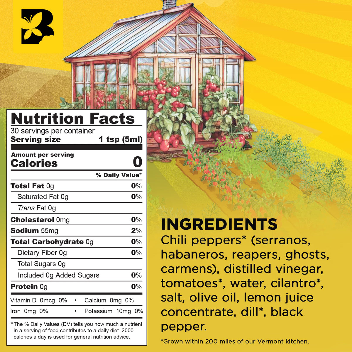 Butterfly Bakery of Vermont Hot House Hot Sauce, 5 fl oz