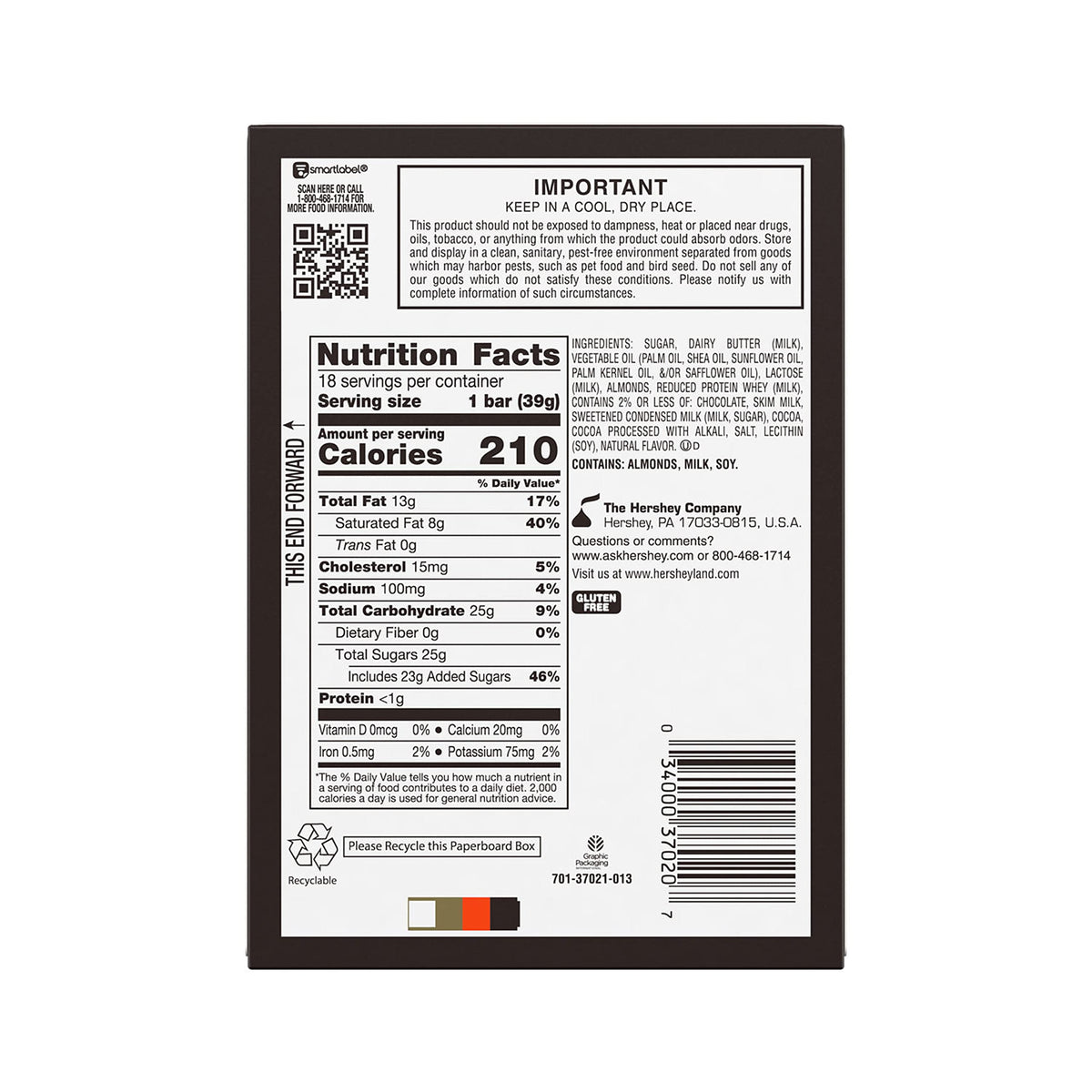 SKOR Crisp Butter Toffee and Chocolate Candy Bars, 1.4 oz (18 Count)