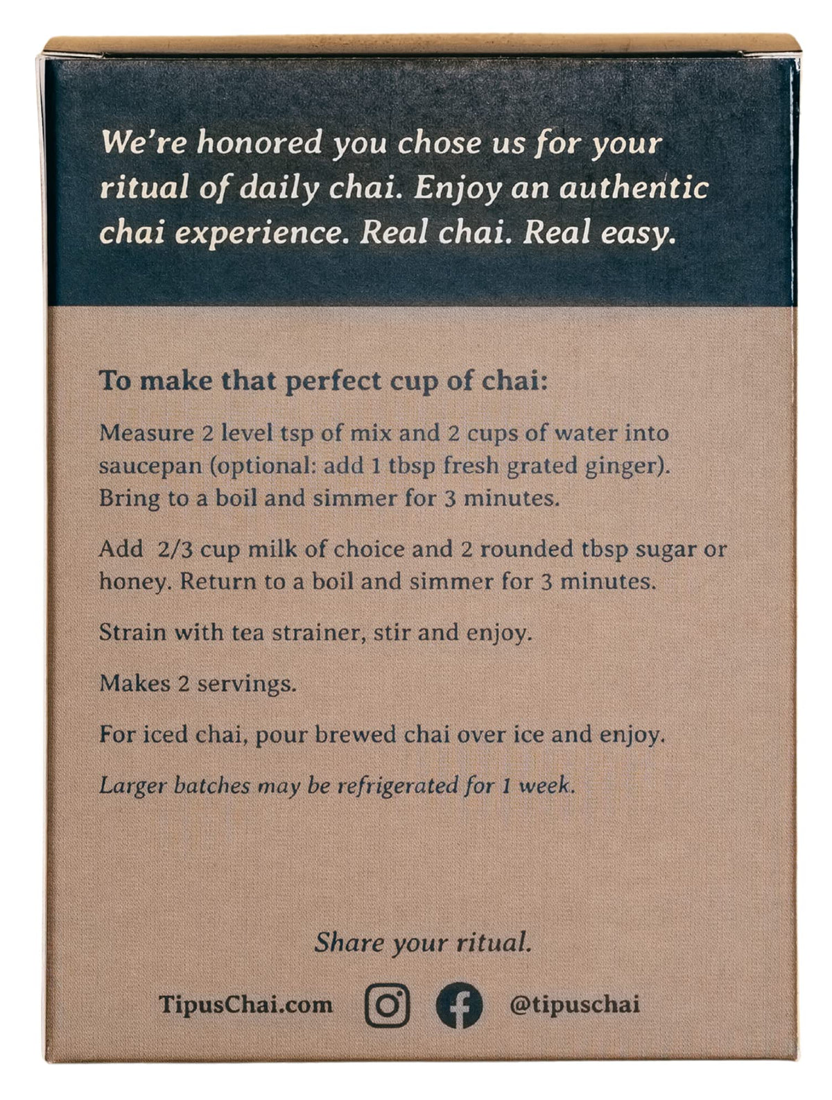 Tipu's Chai - Organic Slow Brew Masala Chai - Makes 32 Cups - 2.7 Ounces Masala Chai Tea and Spices - 100% Organic - Gluten Free