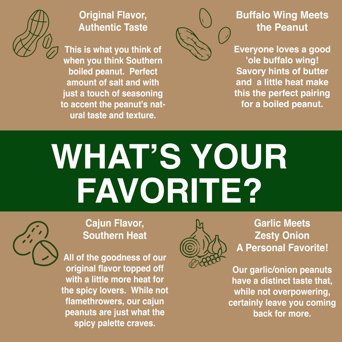 Boiled Peanuts Kit | Contains Premium In Shell Peanuts, Salt, and Unique Seasoning Blend in a Muslin Cooking Bag | 4 Kits - 1 of Each Flavor