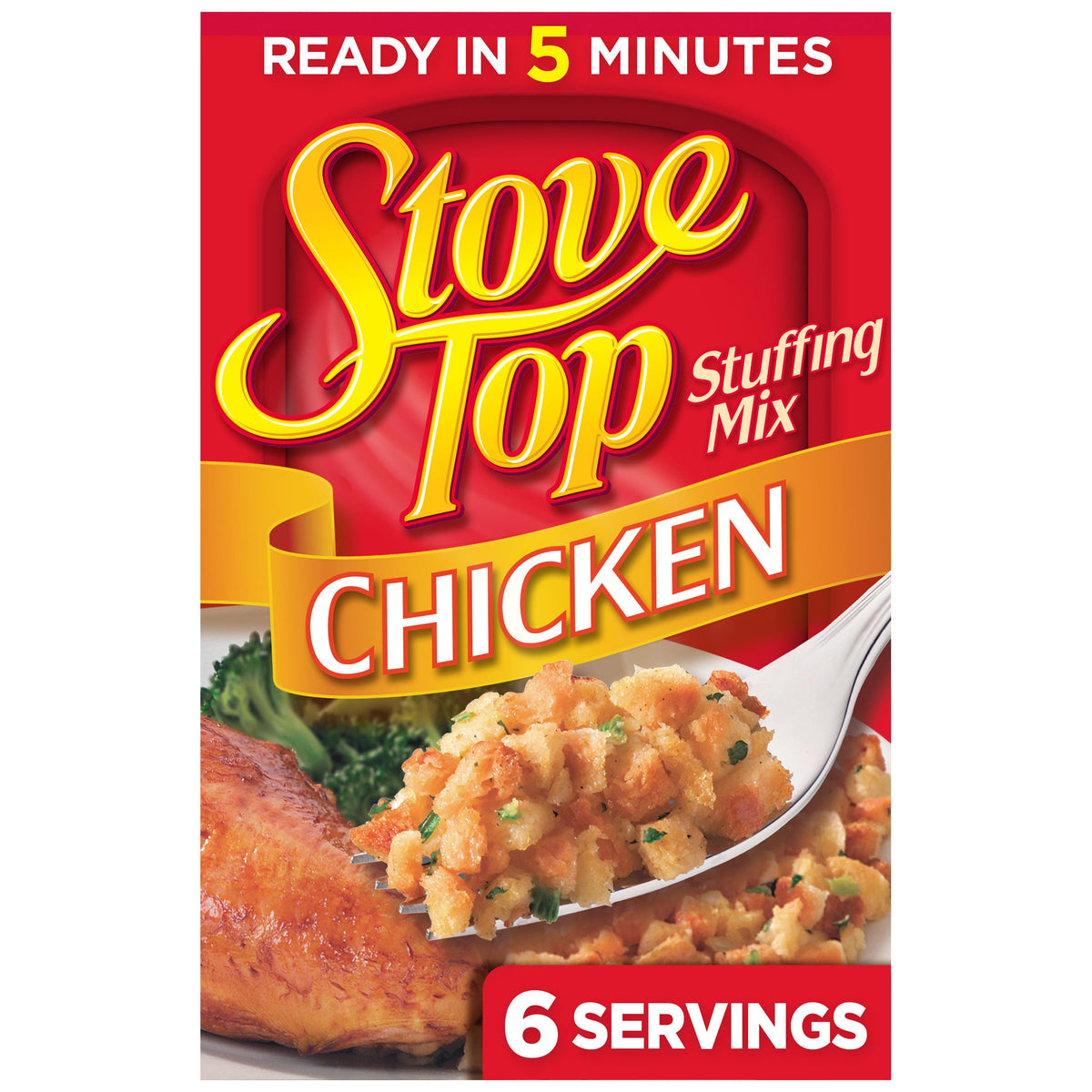 Stove Top Stuffing Mix, 1 Box, for Dinner Sides and Thanksgiving Dinner, Chicken, 6 oz