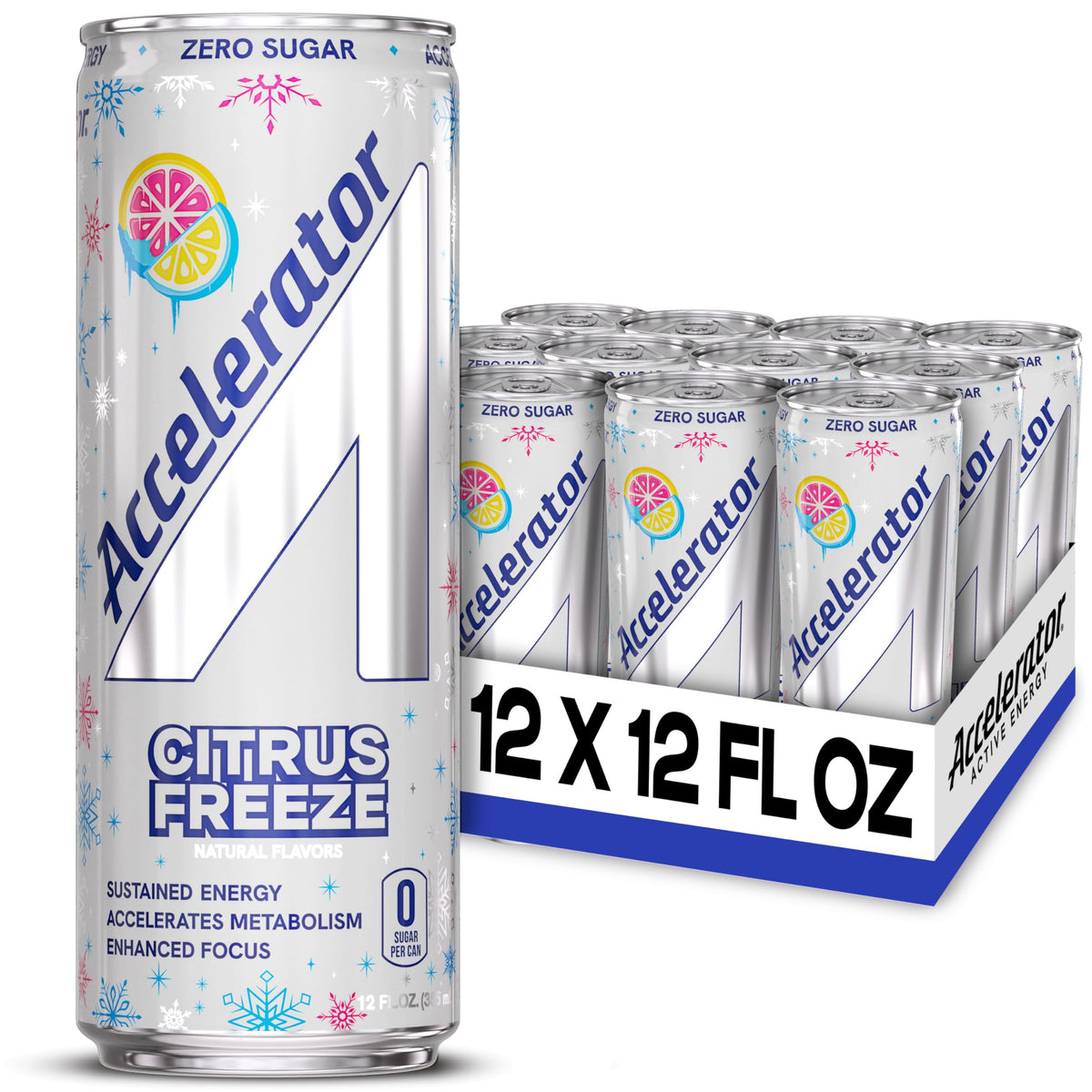 Accelerator Active Energy Drink, Citrus Freeze 12oz can (12 pack)