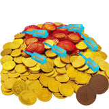 The Dreidel Company Hanukkah Chocolate Gelt, 96-Pack Mesh Bags of Milk Chocolate Coins, Kosher Certified Dairy, Dreidel and Menorah Design Chanukah