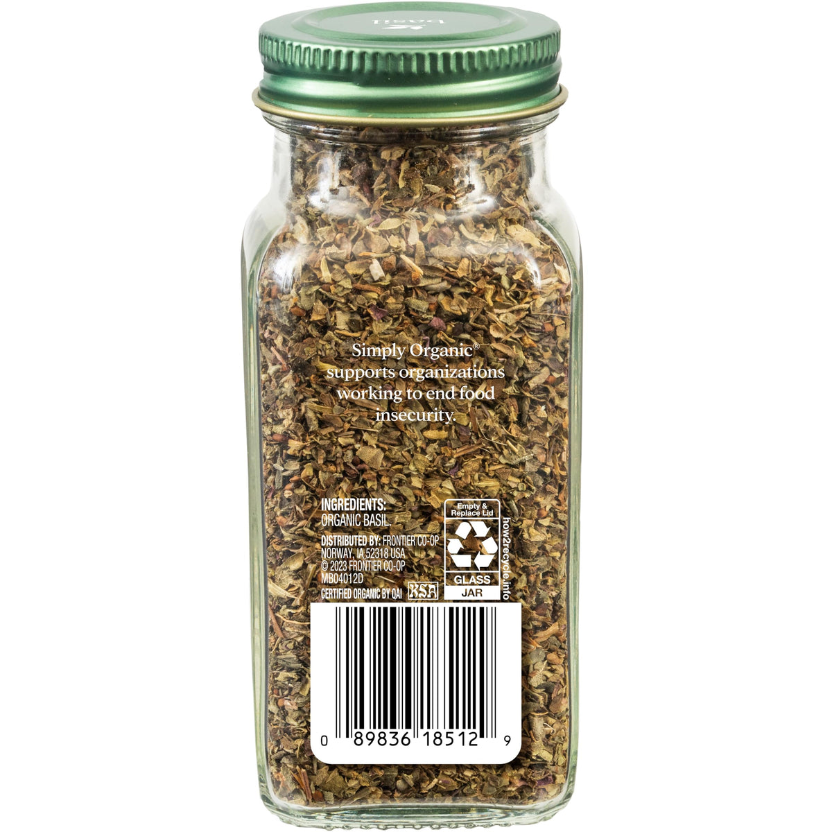 Simply Organic Pure Egyptian Basil Leaf, 0.54 Ounce Bottle, Cut and Sifted, Herbaceous and Aromatic, Popular on Pizza, Kosher