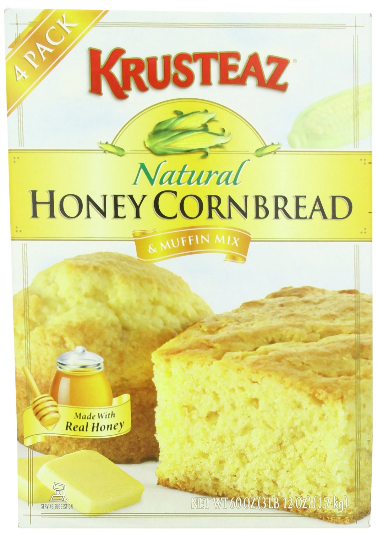 Krusteaz Natural Honey Mix, Cornbread and Muffix, 60 Ounce