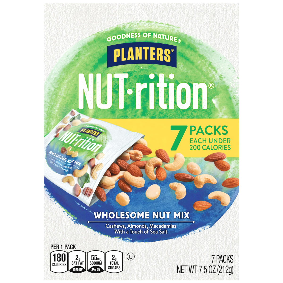 PLANTERS NUT-rition Wholesome Nut Mix, 7.5 oz Box (Contains 7 Individual Pouches) - Cashews, Almonds and Macadamias Snack Mix - No Artificial Flavors