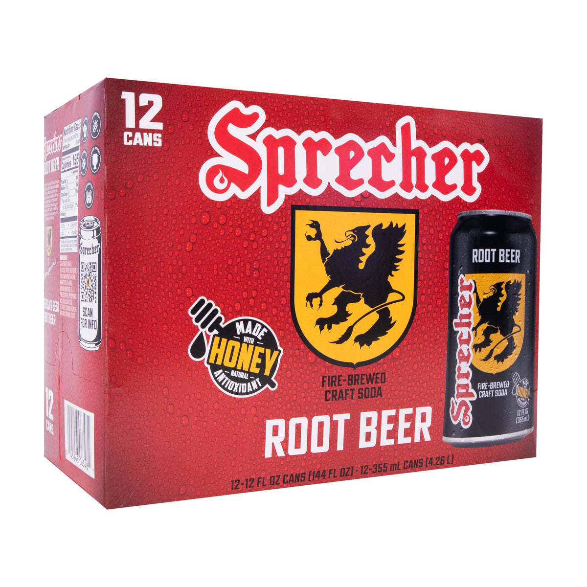 Sprecher Fire-Brewed Root Beer in 12 Fl Oz Cans (12 Pack), Craft Soda Made with Real Honey, Rich & Creamy Flavor.