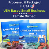 Splash Earth Laundry Detergent Sheets (32 Loads, Unscented), Eco-Friendly Washer Sheets Detergent, Plastic-Free Travel Laundry Soap, 16 Strips