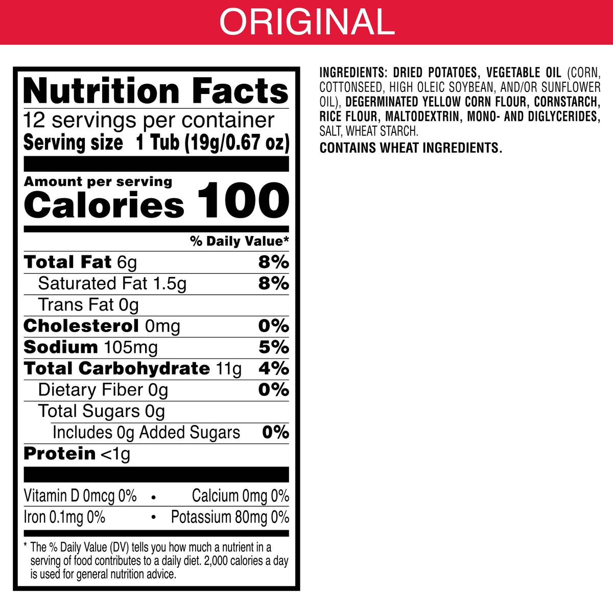 Pringles Potato Crisps Chips, Lunch Snacks, Snack Cups, Original, 8oz Tray (12 Cups)