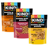 Kind Healthy Grains Granola Variety Pack, Gluten Free, Healthy Snack Mix, Peanut Butter, Cinnamon Oat, Oats & Honey, 5-10g Protein, 11oz, 3 Count