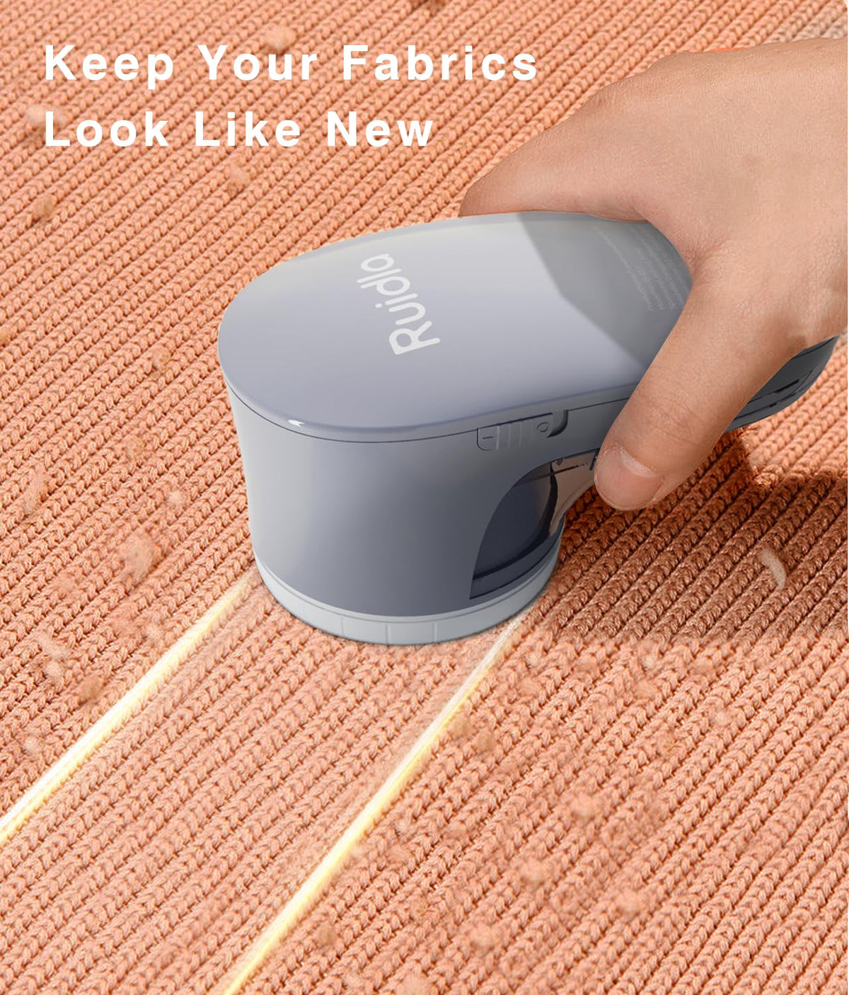 Ruidla Fabric Shaver Lint Remover, Sweater Shaver with Replaceable Stainless Steel 6-Leaf Blades, Fabric Defuzzer for Clothes Fuzz, Lint Balls