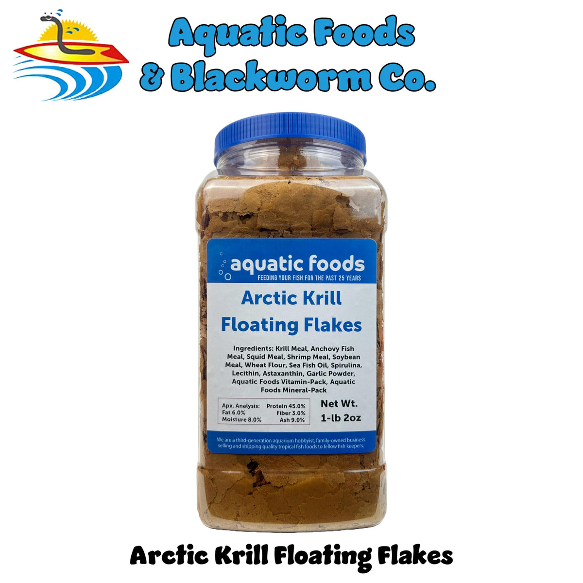 Aquatic Foods Inc. Arctic Krill Flakes with Natural Carotenoids & Astaxanthin to Enhance the Vibrant Colors of Fish, for All Tropical and Marine Fish