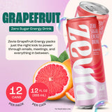 Zevia Zero Sugar Energy Drink, Grapefruit, 12 oz Cans (12-Pack) - Naturally Sweetened, Non-GMO Project Verified, Gluten-Free, Vegan