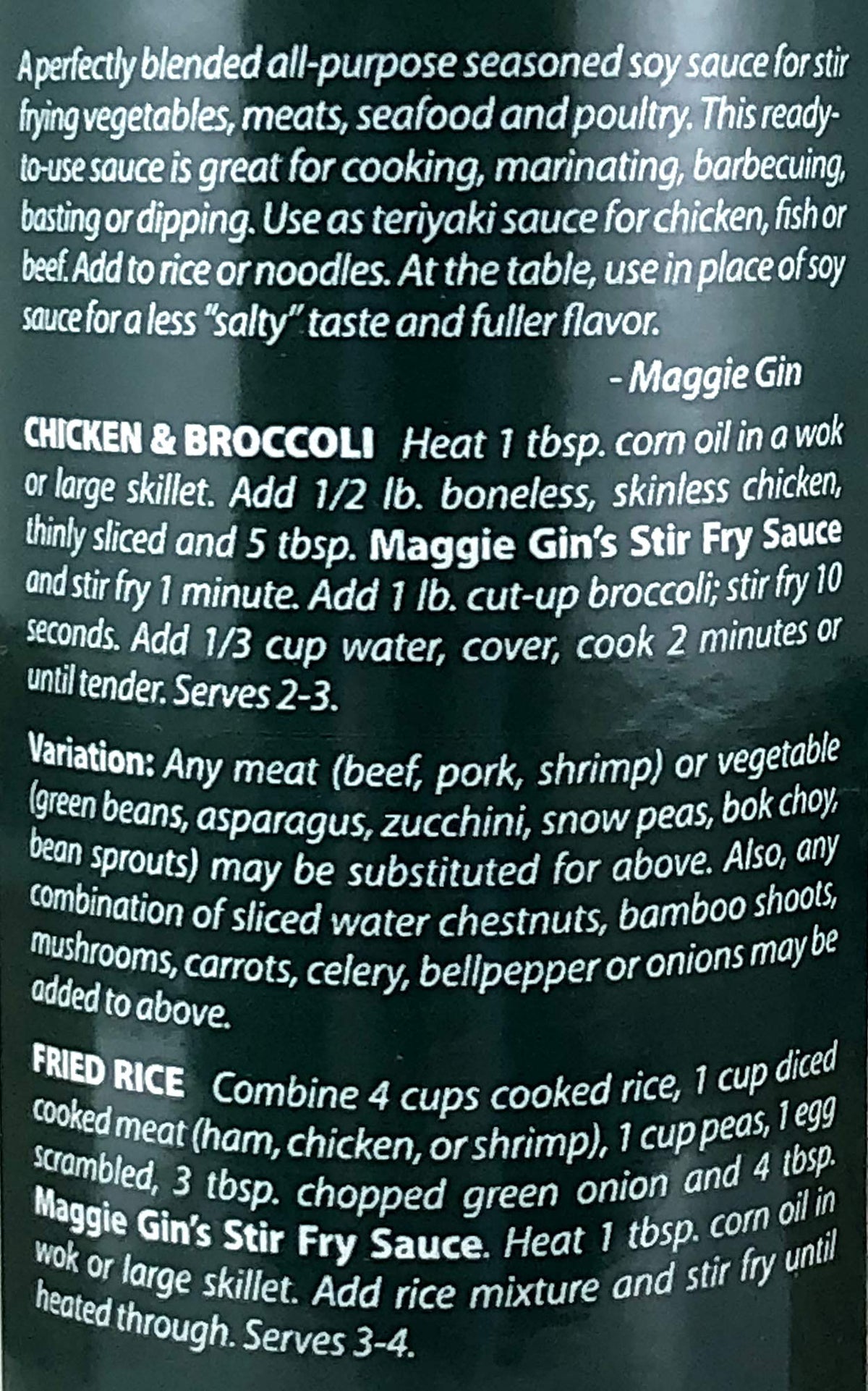 Traditional Stir Fry Sauce | All-Natural | Low Sodium Marinade | 6 x 13 oz. bottles by Maggie Gin