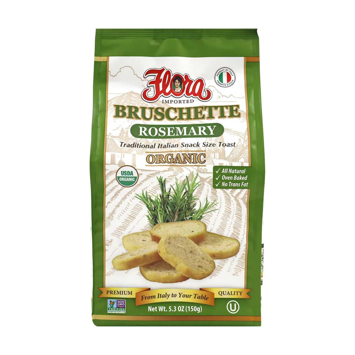 Flora Foods Organic Bruschette Mini Toasts (Rosemary) - Imported from Italy - Bread for Bruschetta